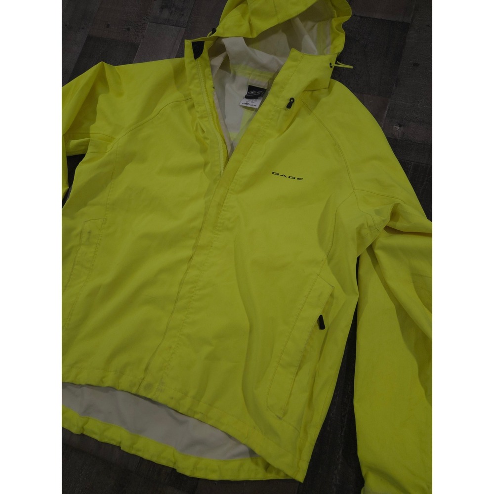 Grundens Gage Technical Gear Rain Jacket Hooded Waterproof Neon Yellow Mens M